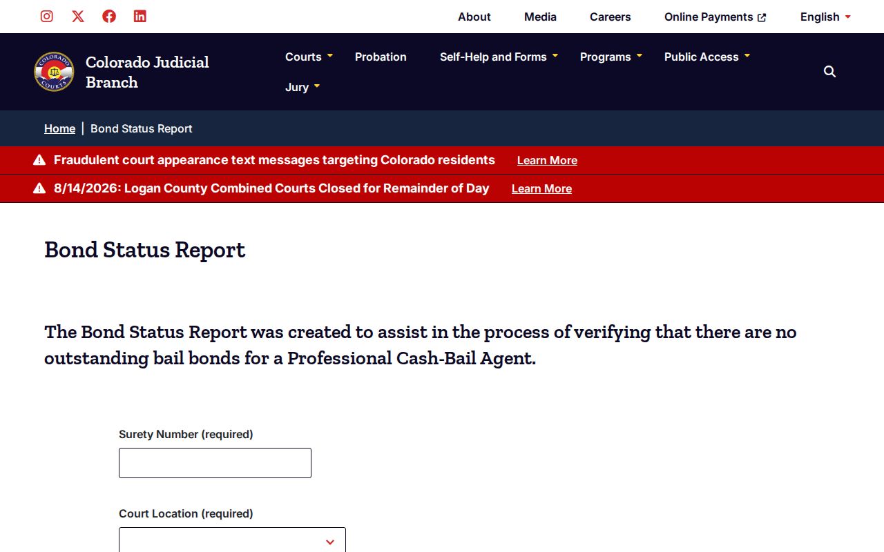 Conejos County criminal docket bond status report