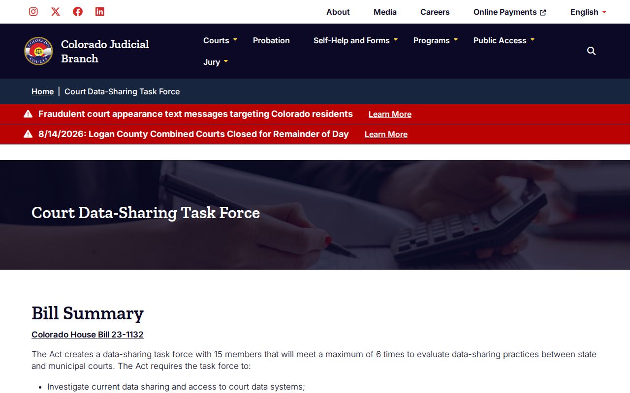 Conejos County court record data sharing across municipal and state courts