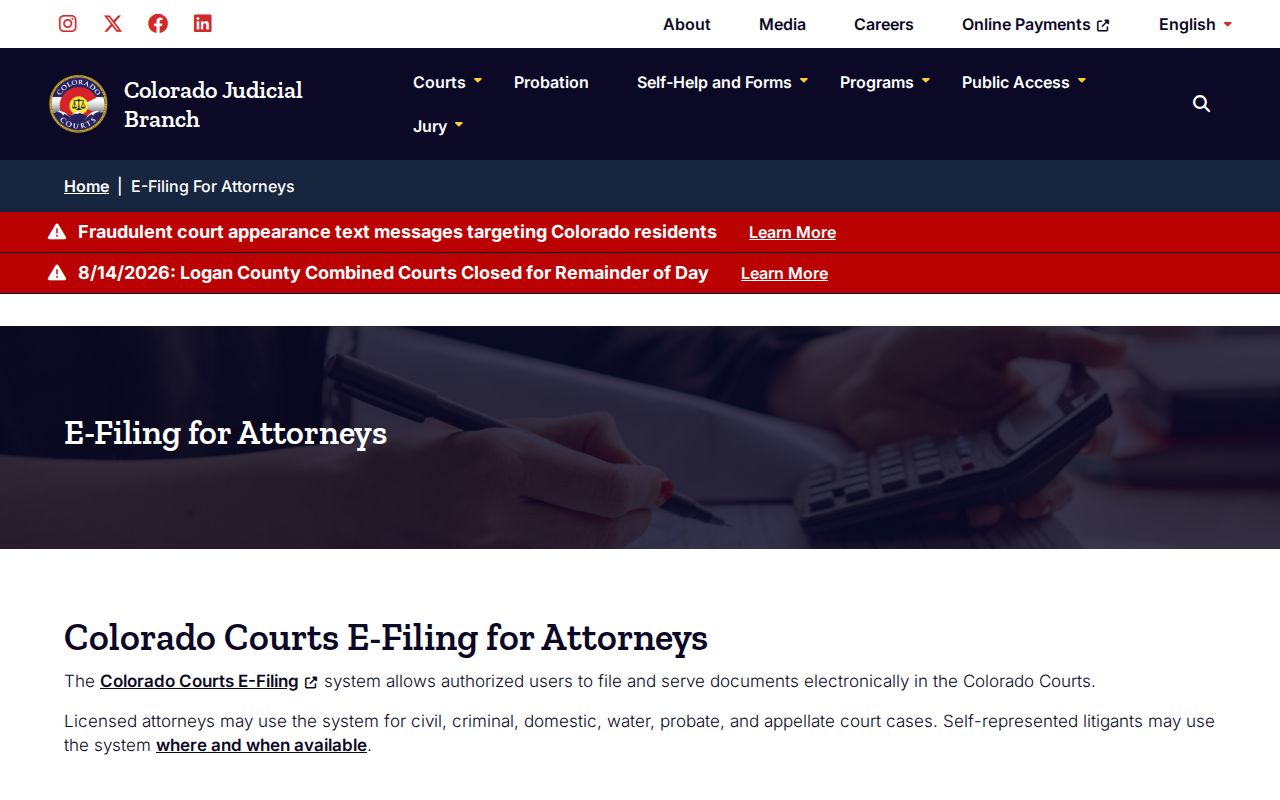 Conejos County case lookup attorney e-filing information