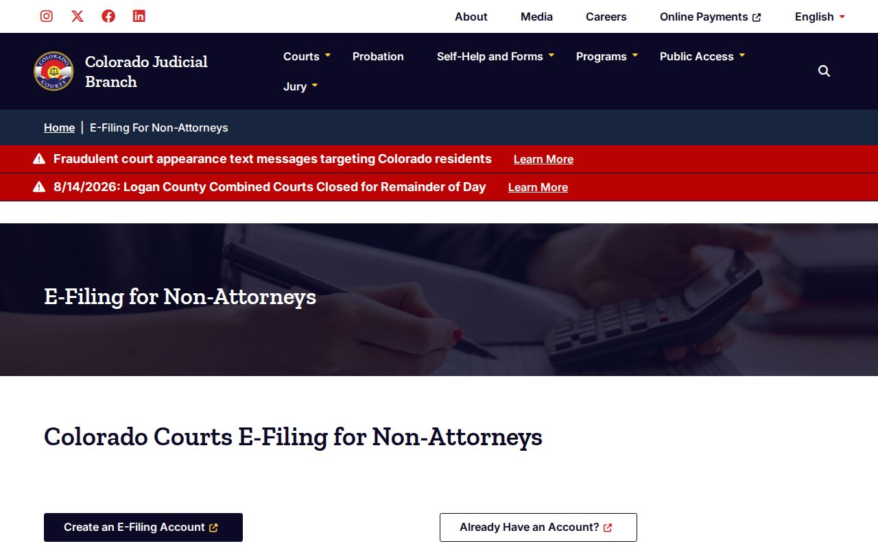Conejos County case lookup non-attorney e-filing access