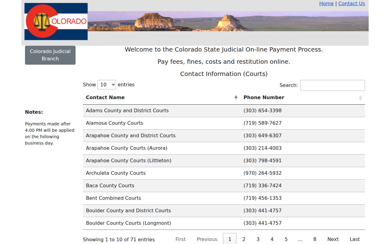 Conejos County traffic ticket online payment contact information