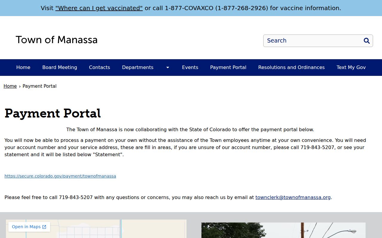 Manassa court docket payment portal page