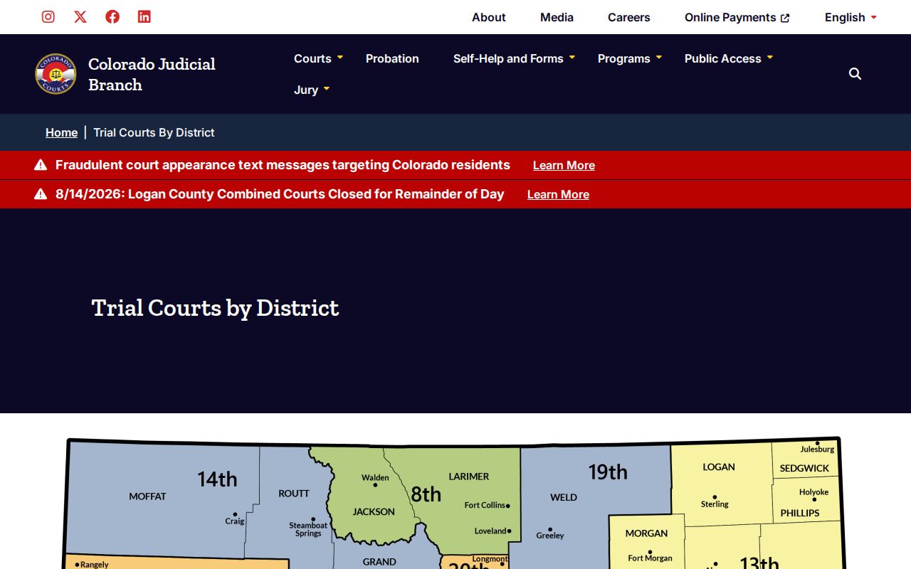 Conejos County court docket district structure